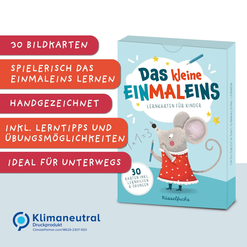 Einmaleinskarten mit Zahlenreihen 1-10 inkl. Lerntipps & Übungen "Das kleine Einmaleins" - Made in Deutschland - NEU &  OVP