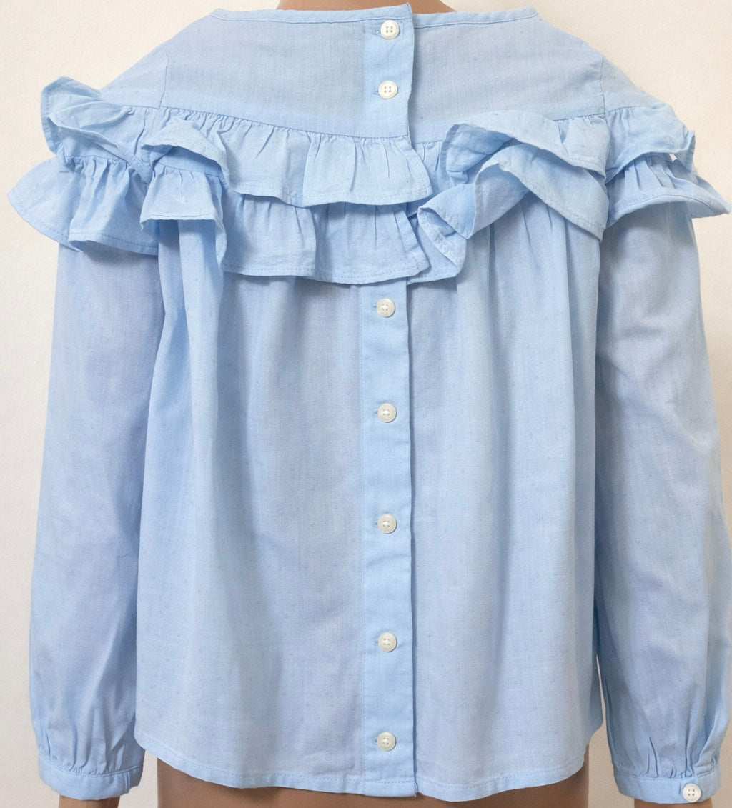 Polo Ralph Lauren - Bluse mit Rüschen - Mädchen - hellblau Gr. 104 - neuwertig