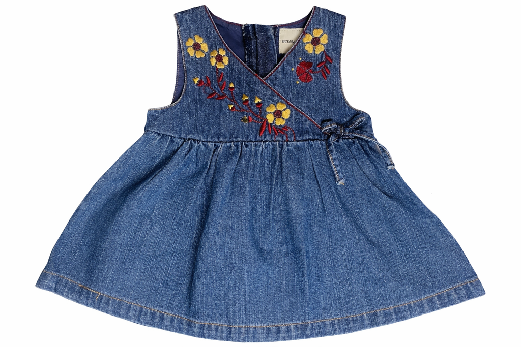 GUESS - Jeans-Kleid mit Stickerei - blau  -  Babys - Gr. 62/68 - neuwertig