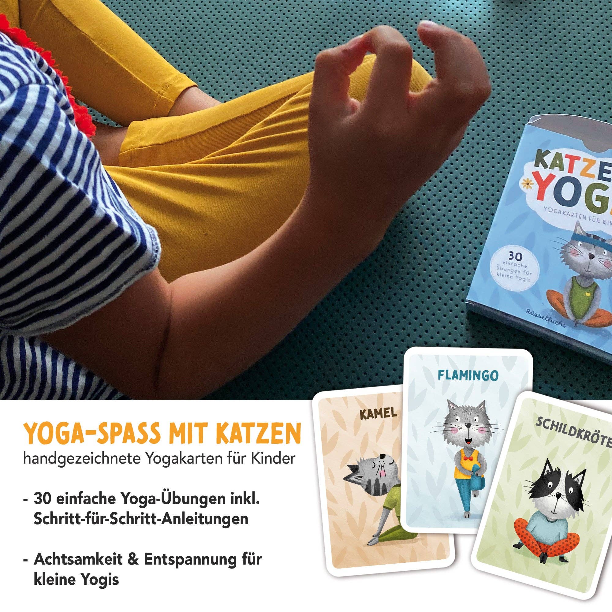 Kinderyoga Karten mit Katzen "Katzenyoga" - Made in Deutschland - NEU & OVP