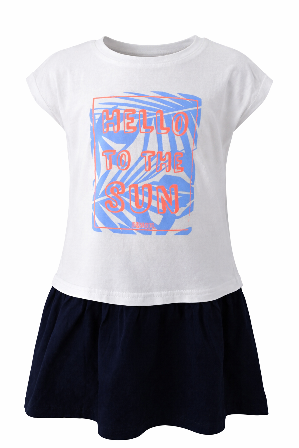 BENCH - Kleid mit Druck - weiß & marineblau Mädchen- Gr. 116 - neuwertig