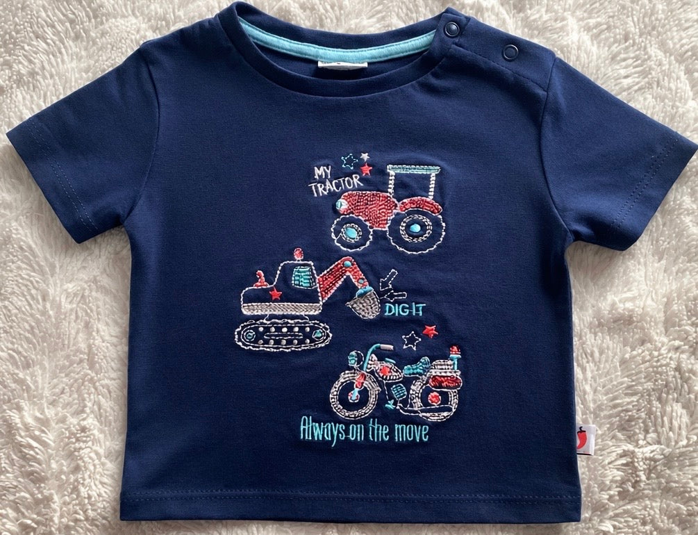 Salt and Pepper - T-Shirt mit Stickerei - dunkelblau Gr. 80 - sehr gut