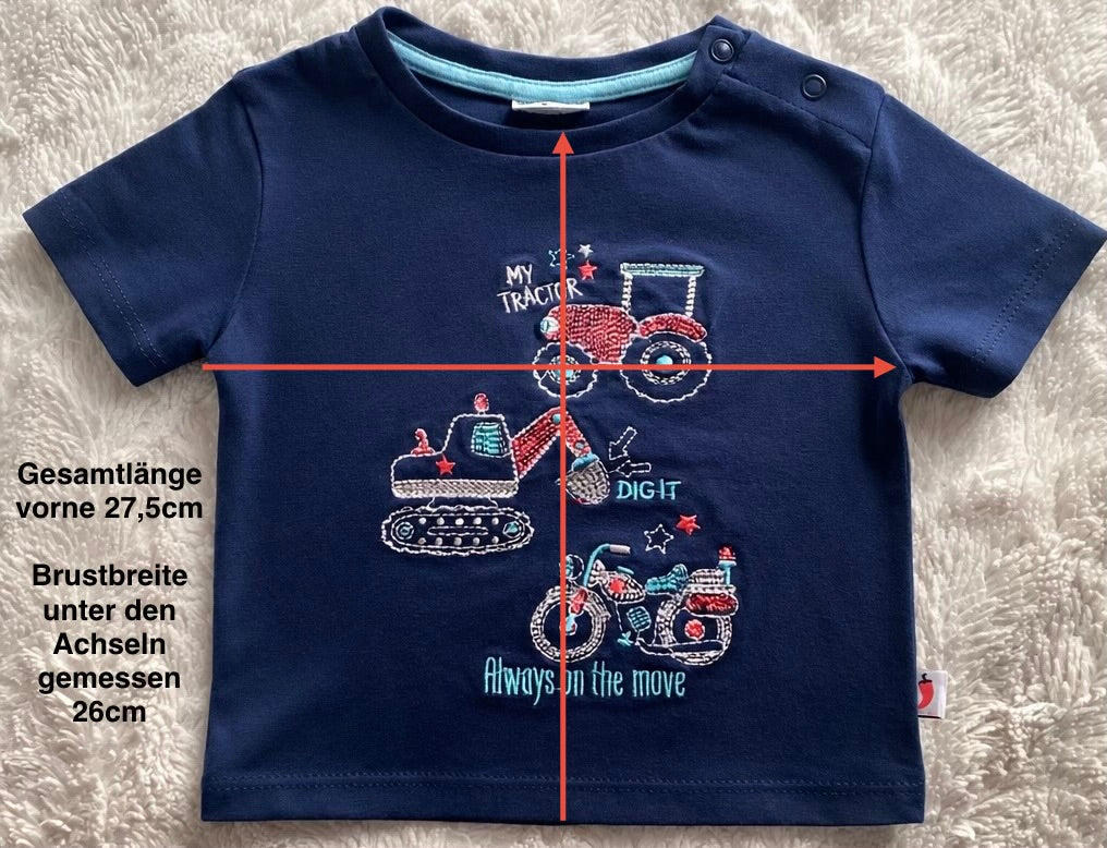 Salt and Pepper - T-Shirt mit Stickerei - dunkelblau Gr. 80 - sehr gut