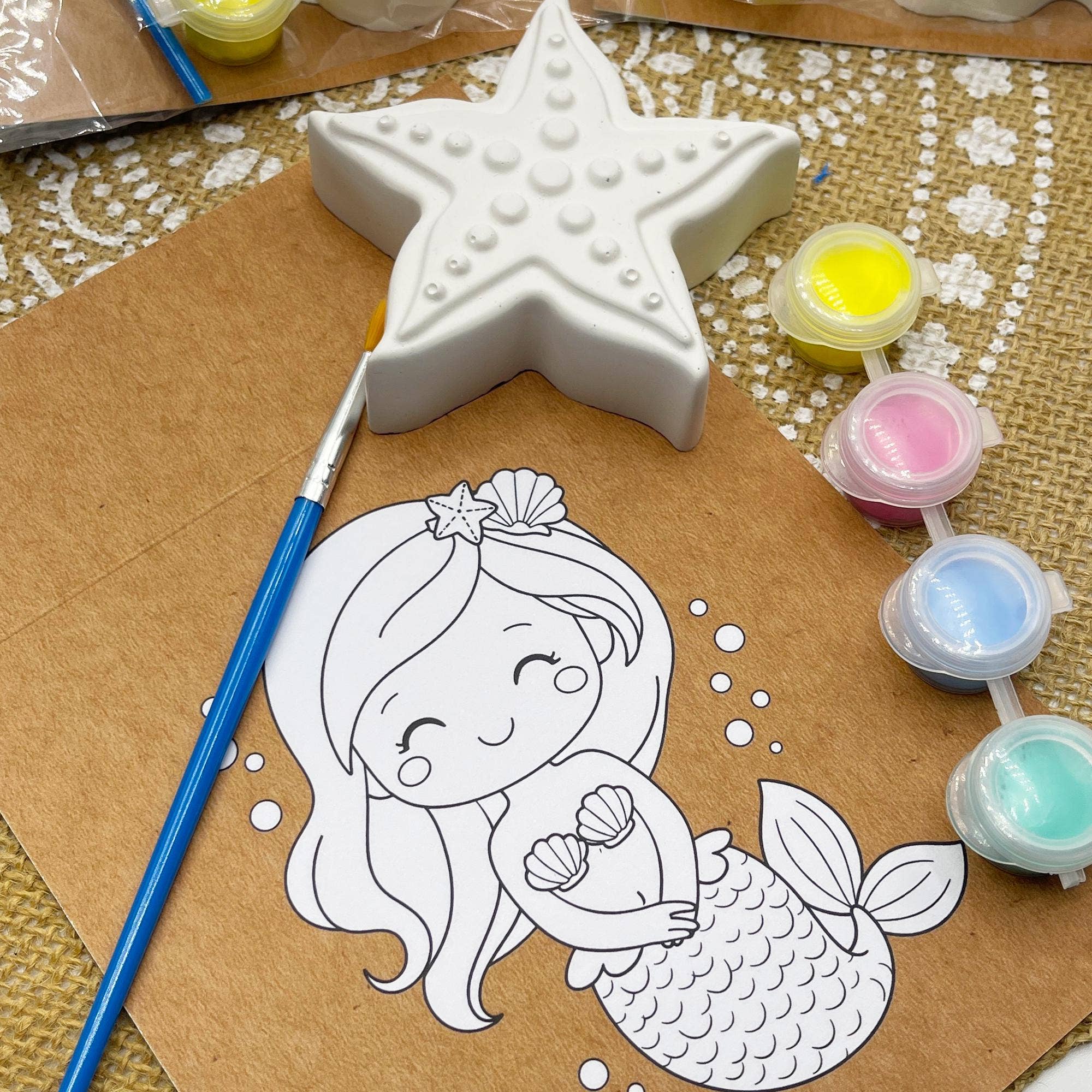 Kindergeburtstag Malset Ozean-Freunde mit Pinsel & Farben - Handmade - Neu & OVP
