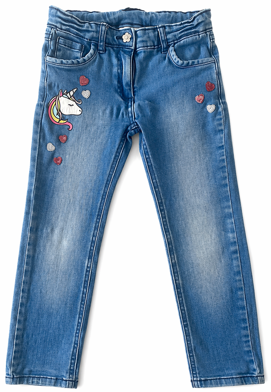 Topolino Mädchen Jeans blau mit Einhorn Gr. 116 - sehr gut