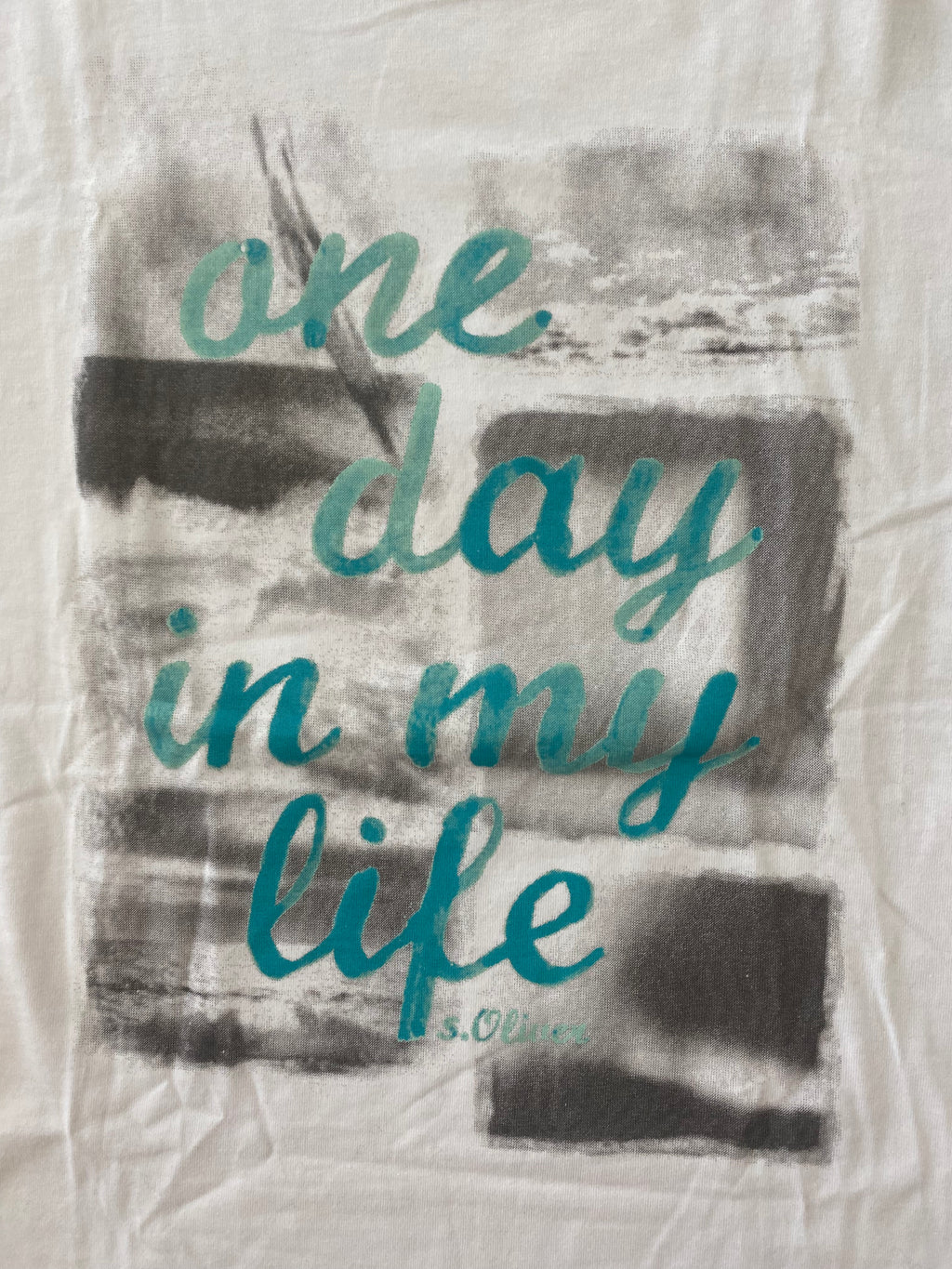 S. Oliver Mädchen-Shirt weiß mit Frontprint – Gr. 164 - sehr gut