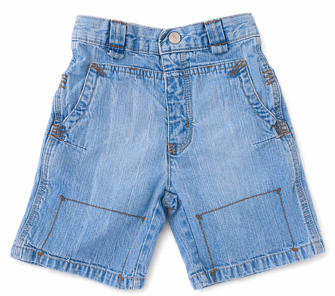 Paglie Kinder Jeans Shorts Gr. 92 blau Vorderseite mit Taschen Unisex Baby Denim Hose Detail