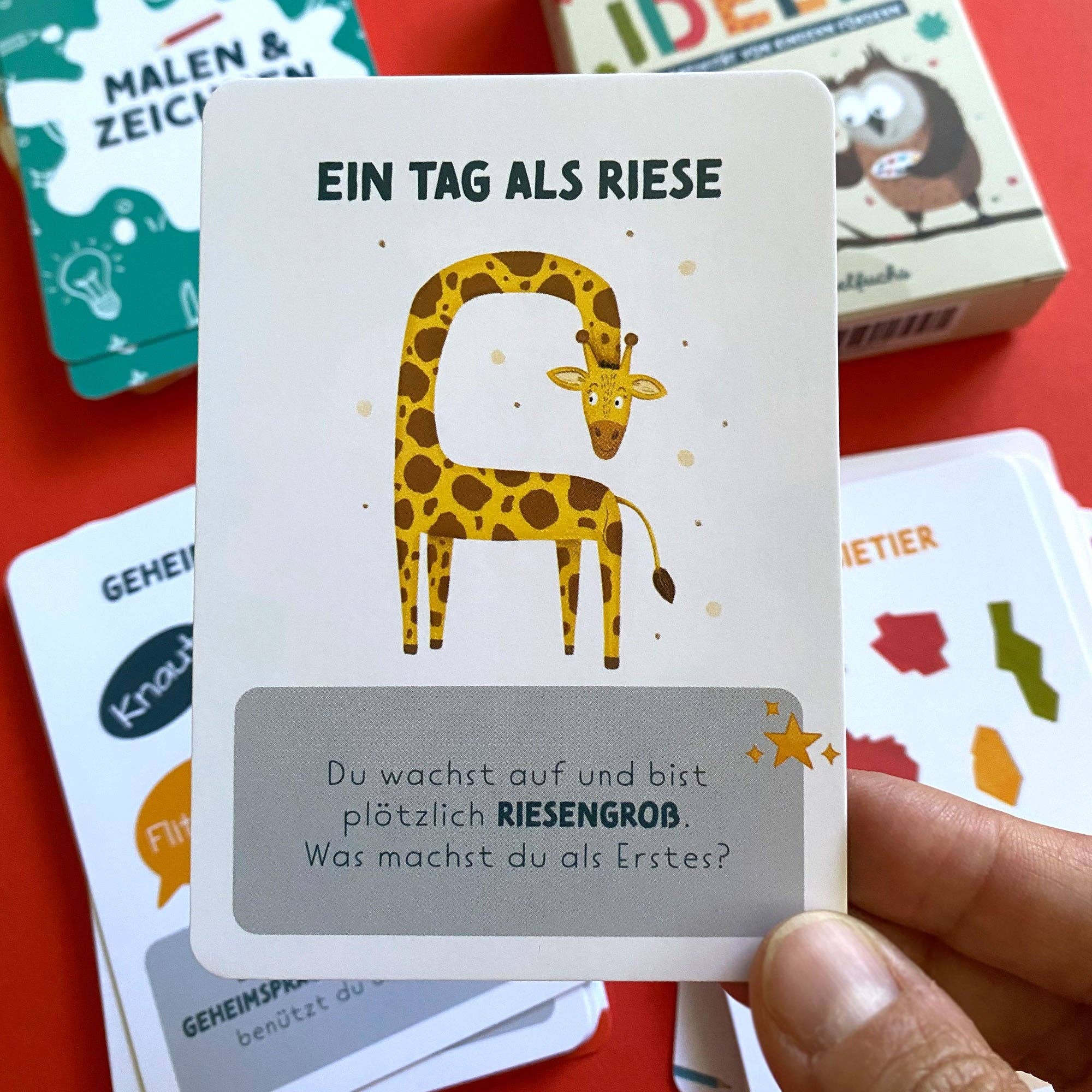 Kreativitätskarte Kinder Ein Tag als Riese Fantasie Karte Starke Ideen