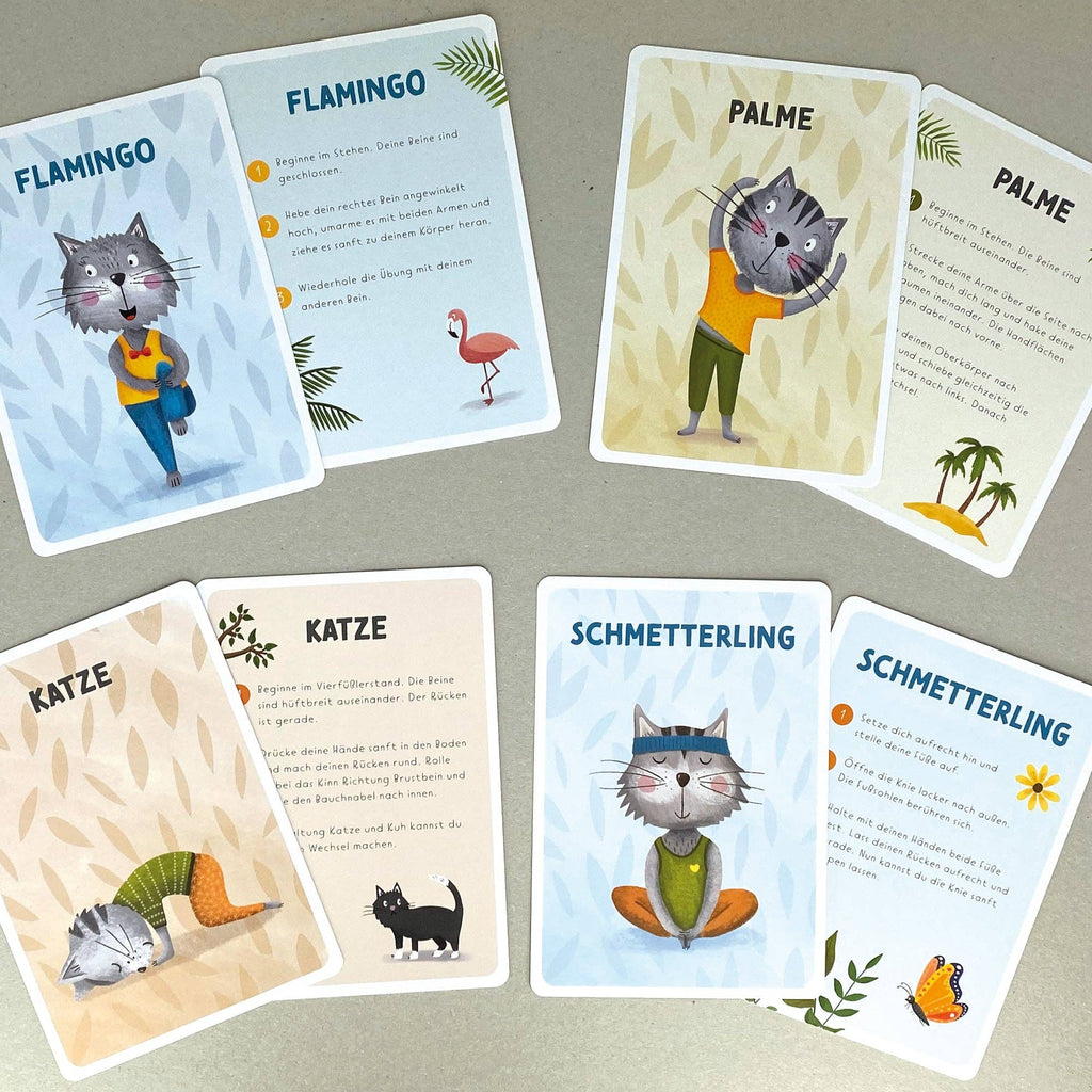 Kinderyoga Karten mit Katzen "Katzenyoga" - Made in Deutschland - NEU & OVP