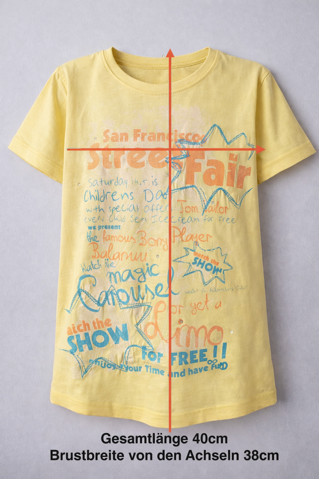 TomTailor - T-Shirt mit Druck & Stickerei - gelb - Gr. 116 - Neu mit Etikett