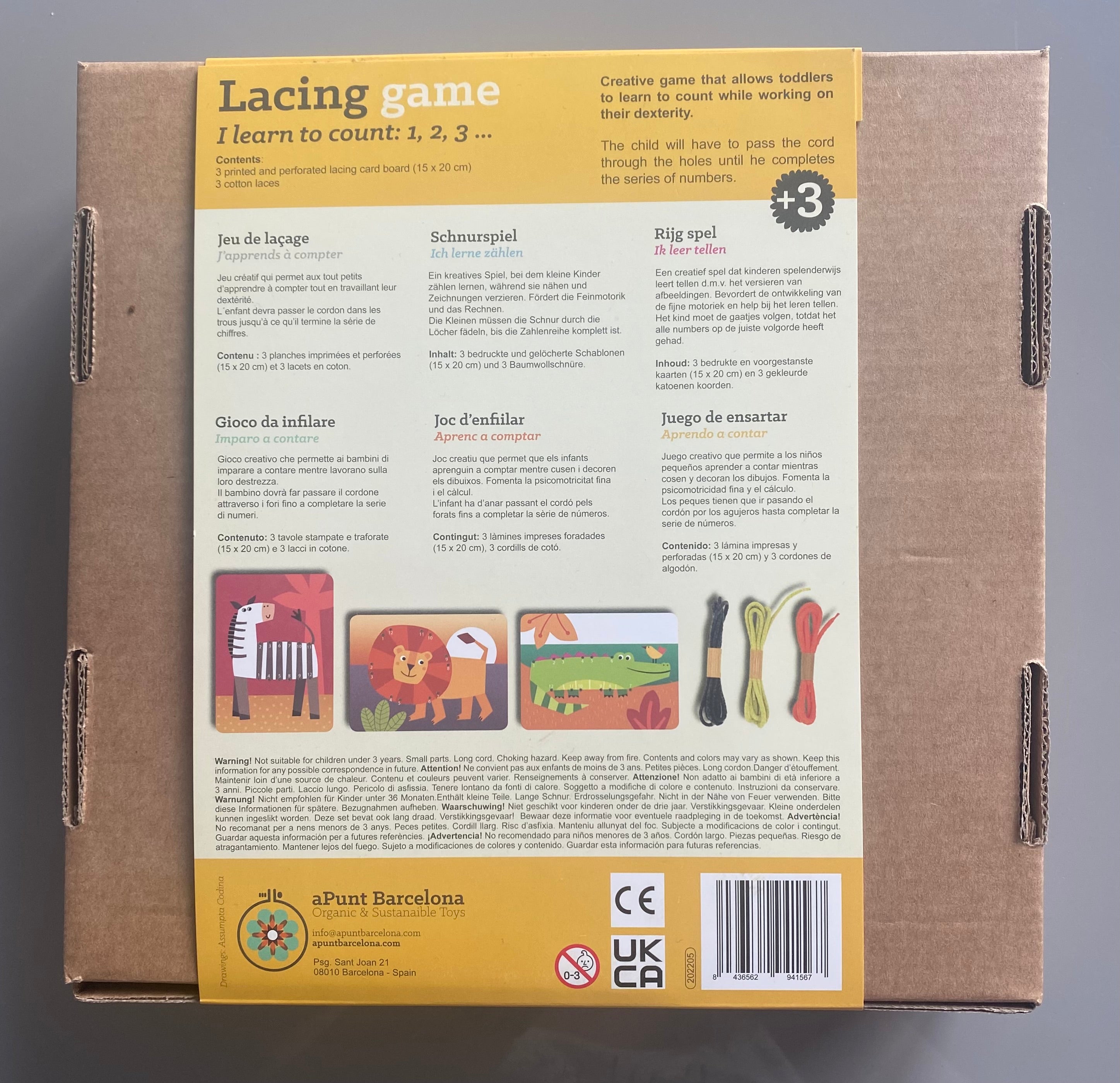 Kinder Bastelset Fädelkarten Zahlen lernen Motorik Spielzeug - Made in Spanien - Neu & OVP