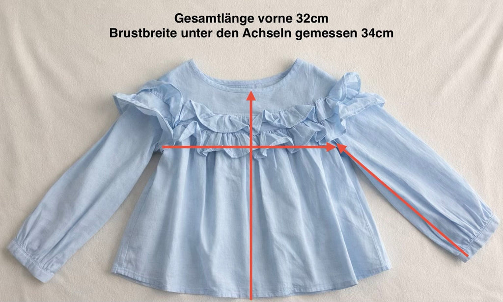 Polo Ralph Lauren - Bluse mit Rüschen - Mädchen - hellblau Gr. 104 - neuwertig