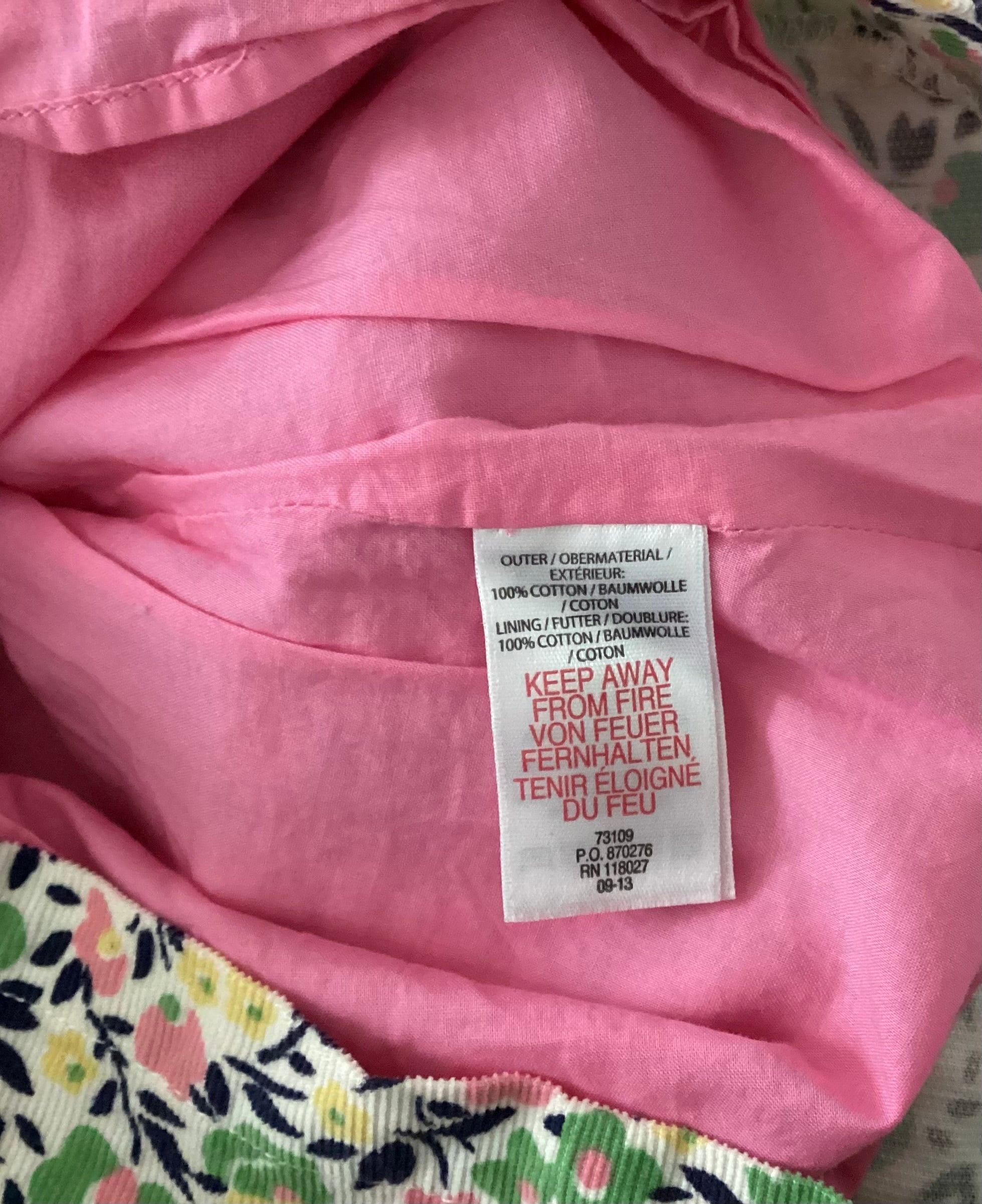 Boden Baby Kleid mit buntem Blumenmuster in Grün, Rosa, Gelb und Dunkelblau, Gr. 86 (12–18 Monate) Etikett