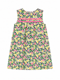 Baby Boden Kleid mit buntem Blumenmuster in Grün, Rosa, Gelb und Dunkelblau, Gr. 86 (12–18 Monate) Vorderseite