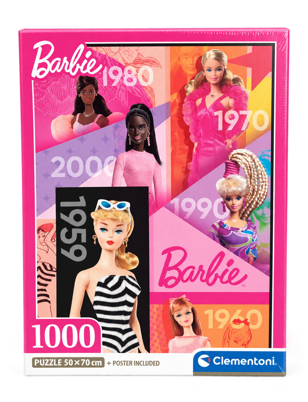 Clementoni Barbie Puzzle mit 1000 Teilen, Motiv Through the Years, 50 x 70 cm