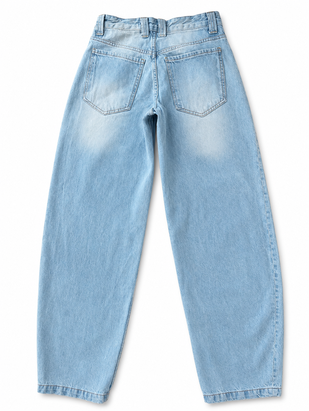 Bershka Wide Leg Jeans in Hellblau, Größe 32, Rückansicht mit Gesäßtaschen