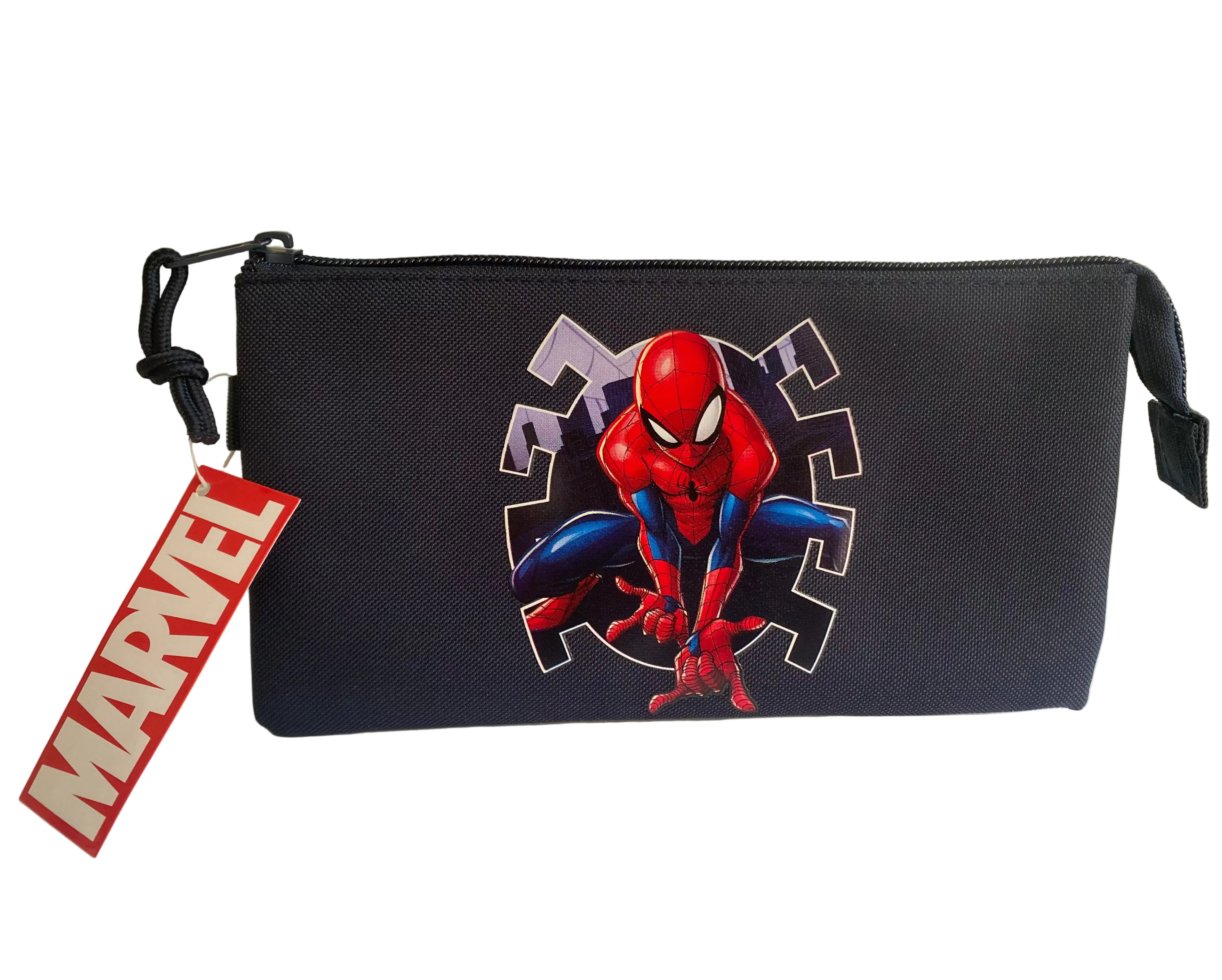 Schwarzes Marvel Spider-Man Federmäppchen mit großem Spider-Man-Motiv Vorderseite