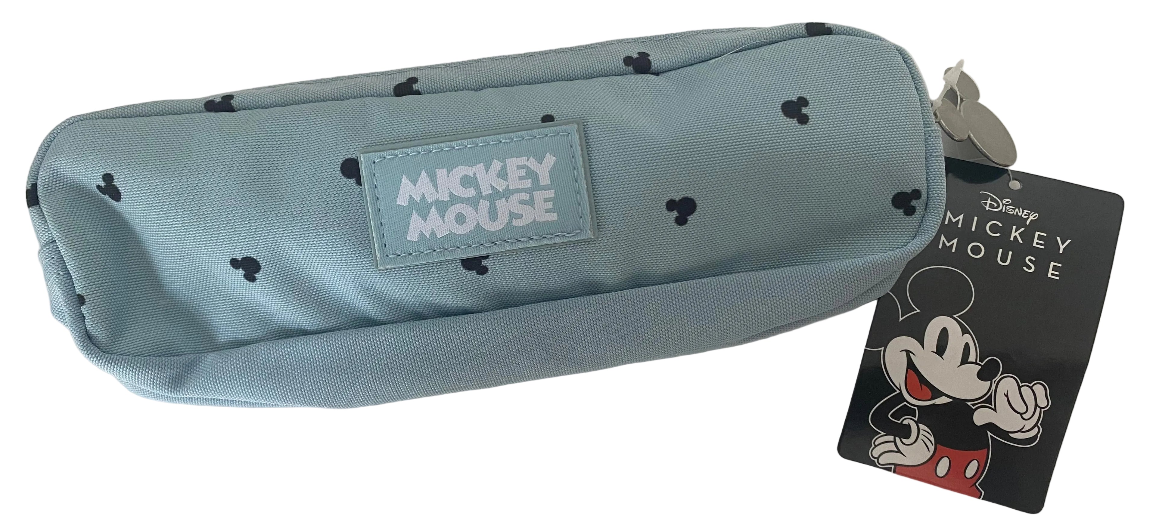 Hellblaues Disney Mickey & Minnie Mouse Mäppchen mit rosa Reißverschluss und Mickey-Mouse-Anhänger 