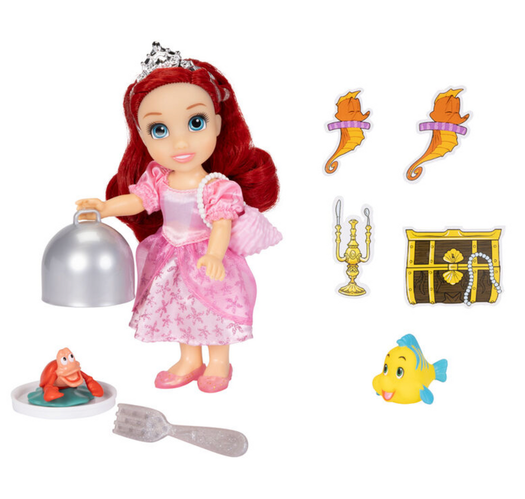 Disney Princess Ariel Puppe im rosa Prinzessinnenkleid mit Zubehör und Sebastian