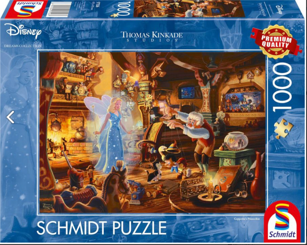 Disney Thomas Kinkade Pinocchio Puzzle Motiv mit 1000 Teilen Verpackung
