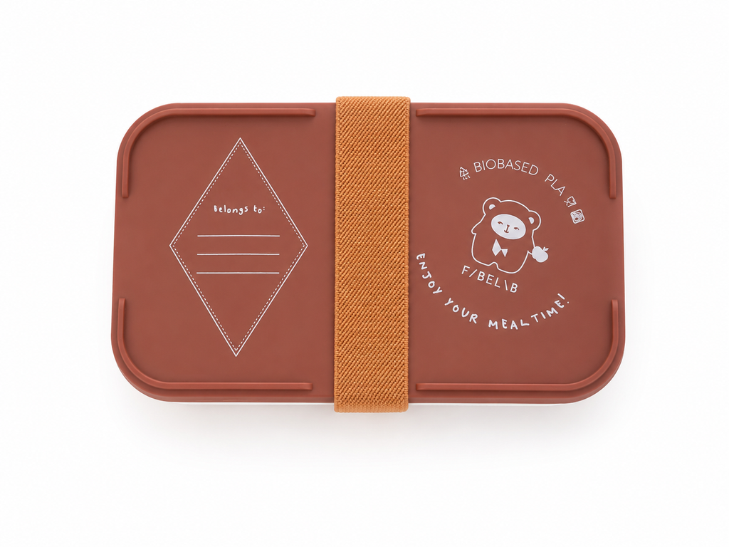 Nachhaltige F/Belib Lunchbox 1 Layer aus biobasiertem PLA in Terrakotta . Rückseite