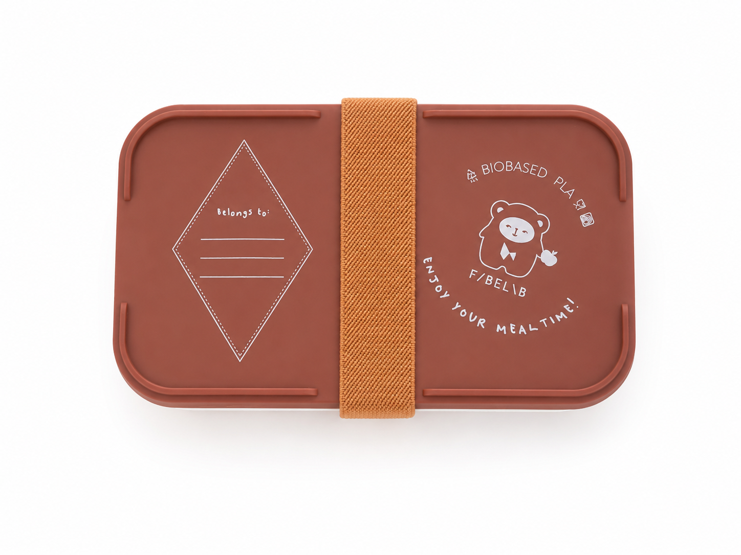 Nachhaltige F/Belib Lunchbox 1 Layer aus biobasiertem PLA in Terrakotta . Rückseite