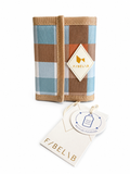 F/BEL\B Tasche im blau-beige-braunen Karomuster mit Markenlogo und Originaletikett