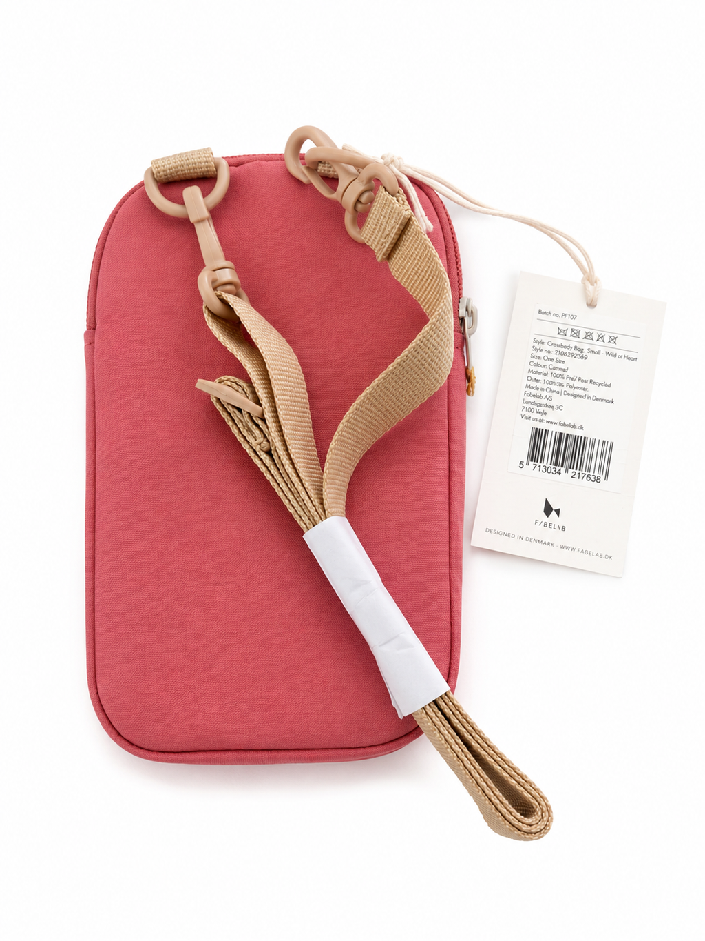 Fabelab Mini-Umhängetasche Wild at Heart in Rosa mit Pferde-Stickerei aus recyceltem Polyester – Rückansicht