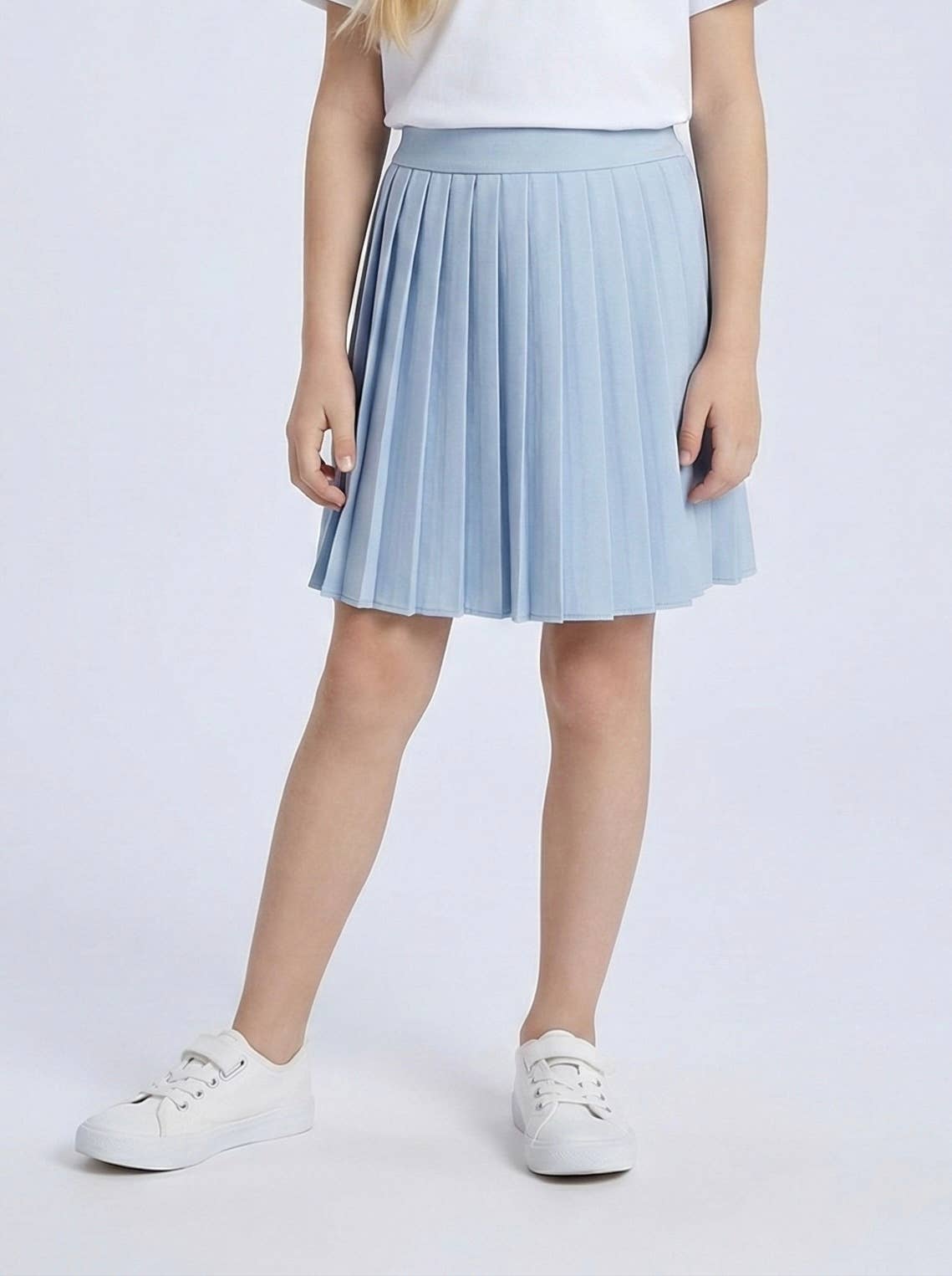 Mädchen Plisseerock himmelblau MINI MIGNON PARIS gefalteter Kinderrock Made in Italy
