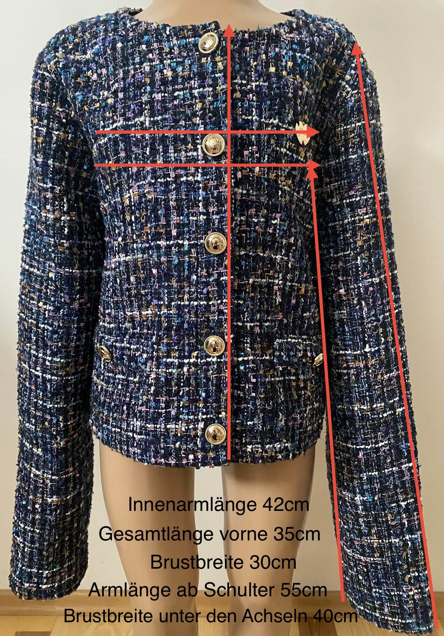 GUESS - Mädchen Tweed Jacke - marineblau  Gr. 146/152 - neuwertig