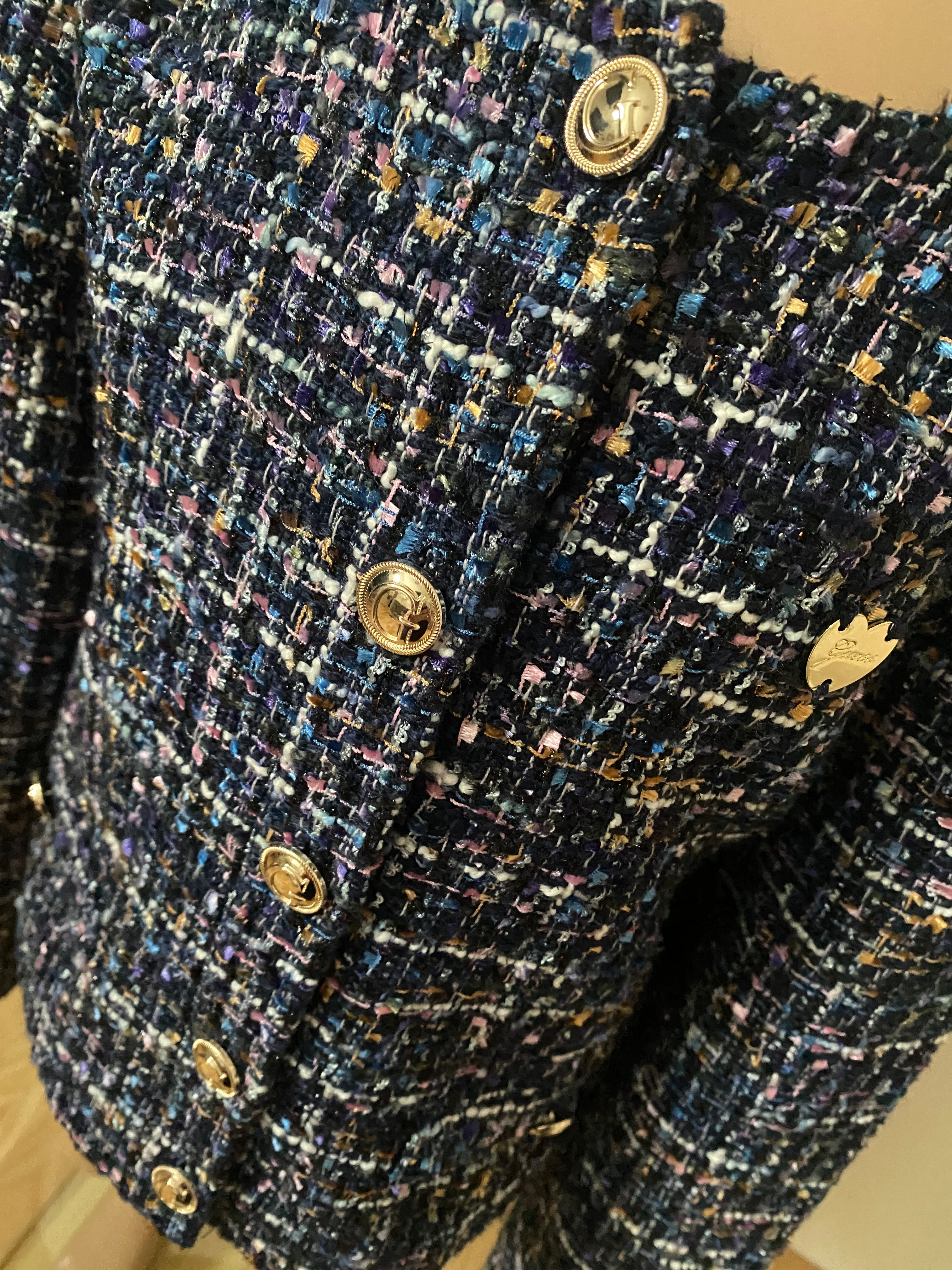 GUESS - Mädchen Tweed Jacke - marineblau  Gr. 146/152 - neuwertig