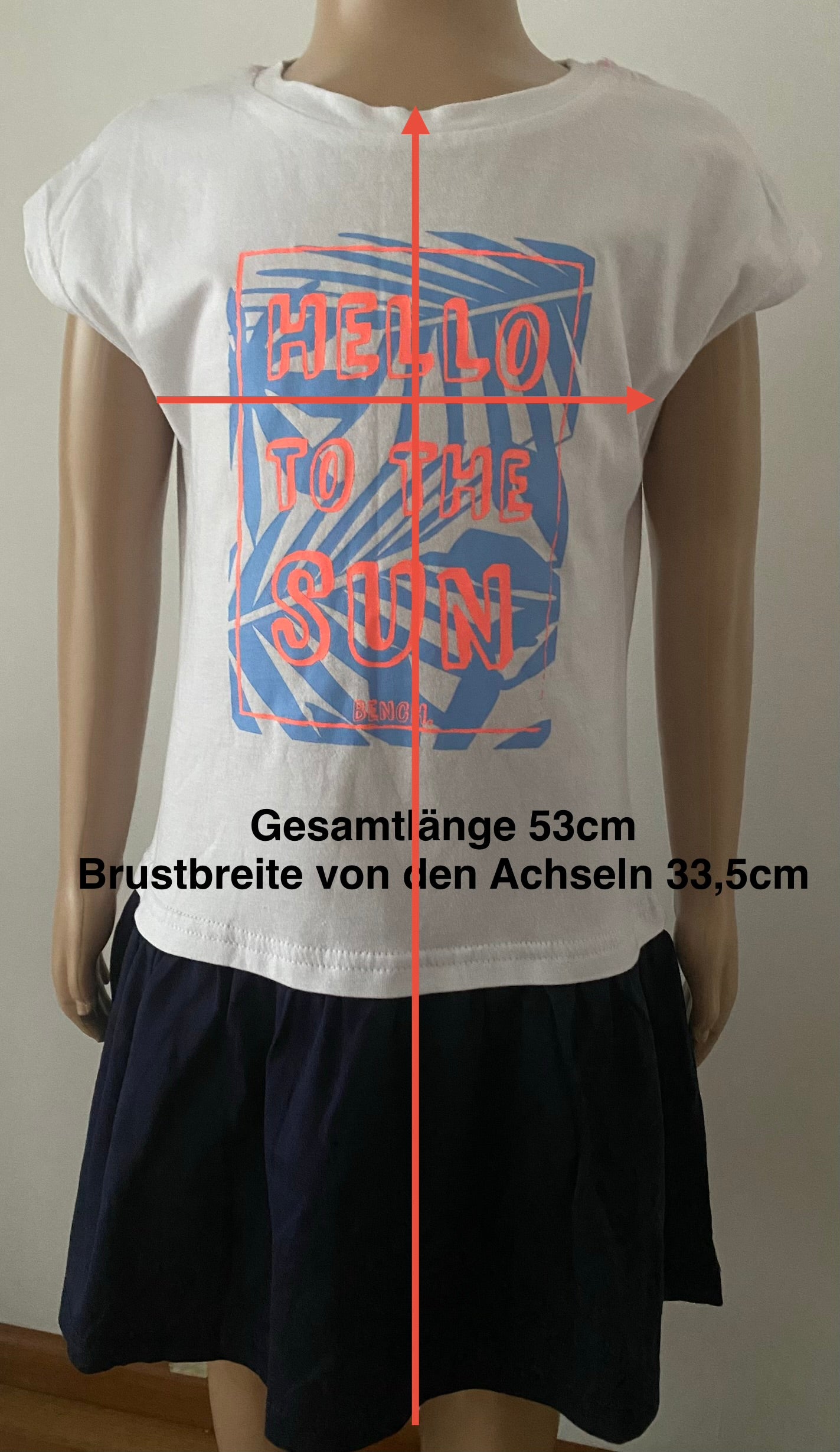 BENCH - Kleid mit Druck - weiß & marineblau Mädchen- Gr. 116 - neuwertig