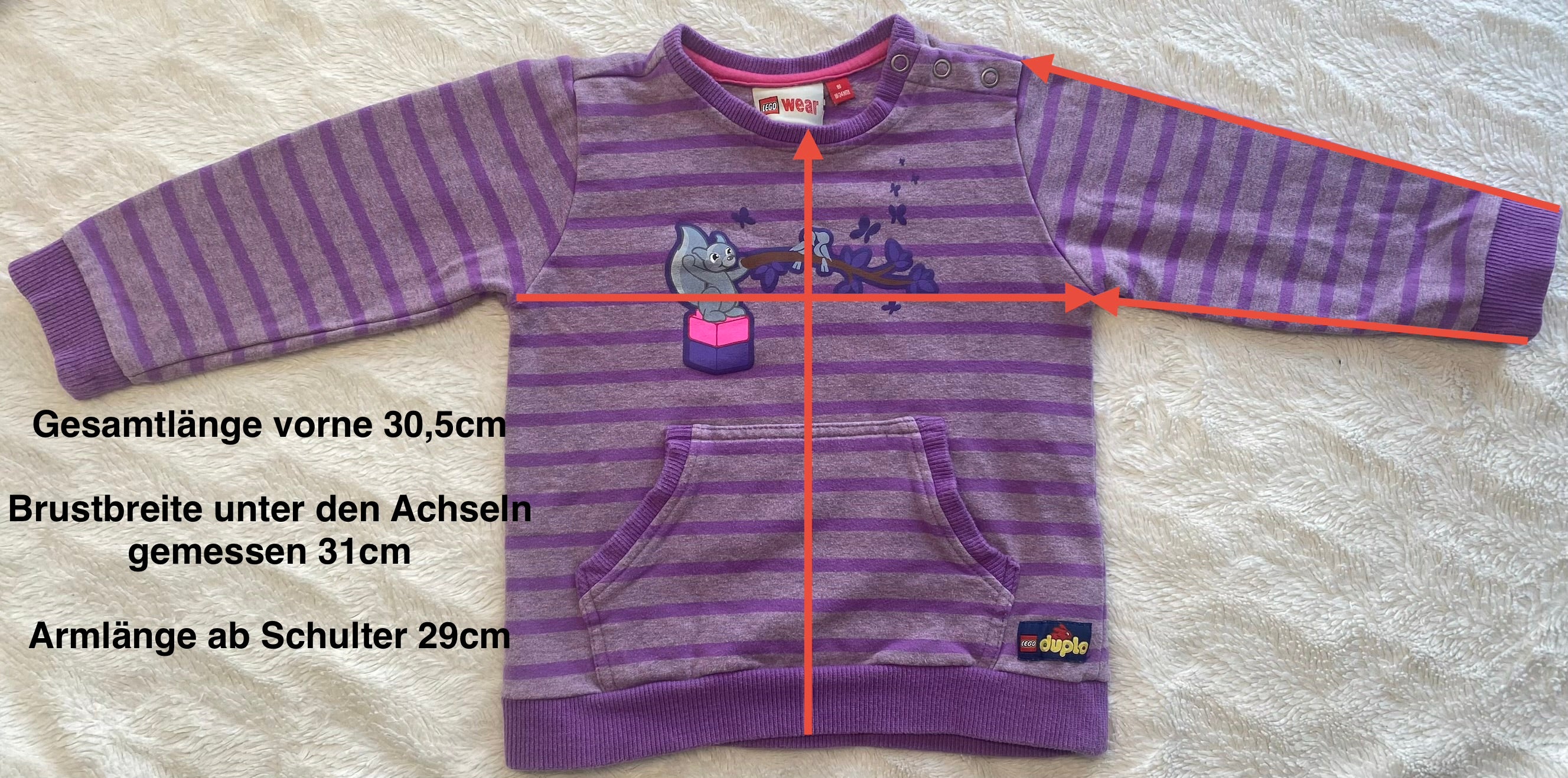 LEGO WEAR - Hoodie/Sweater/Pullover - lila mit Druck - Mädchen - Gr. 86 - sehr gut