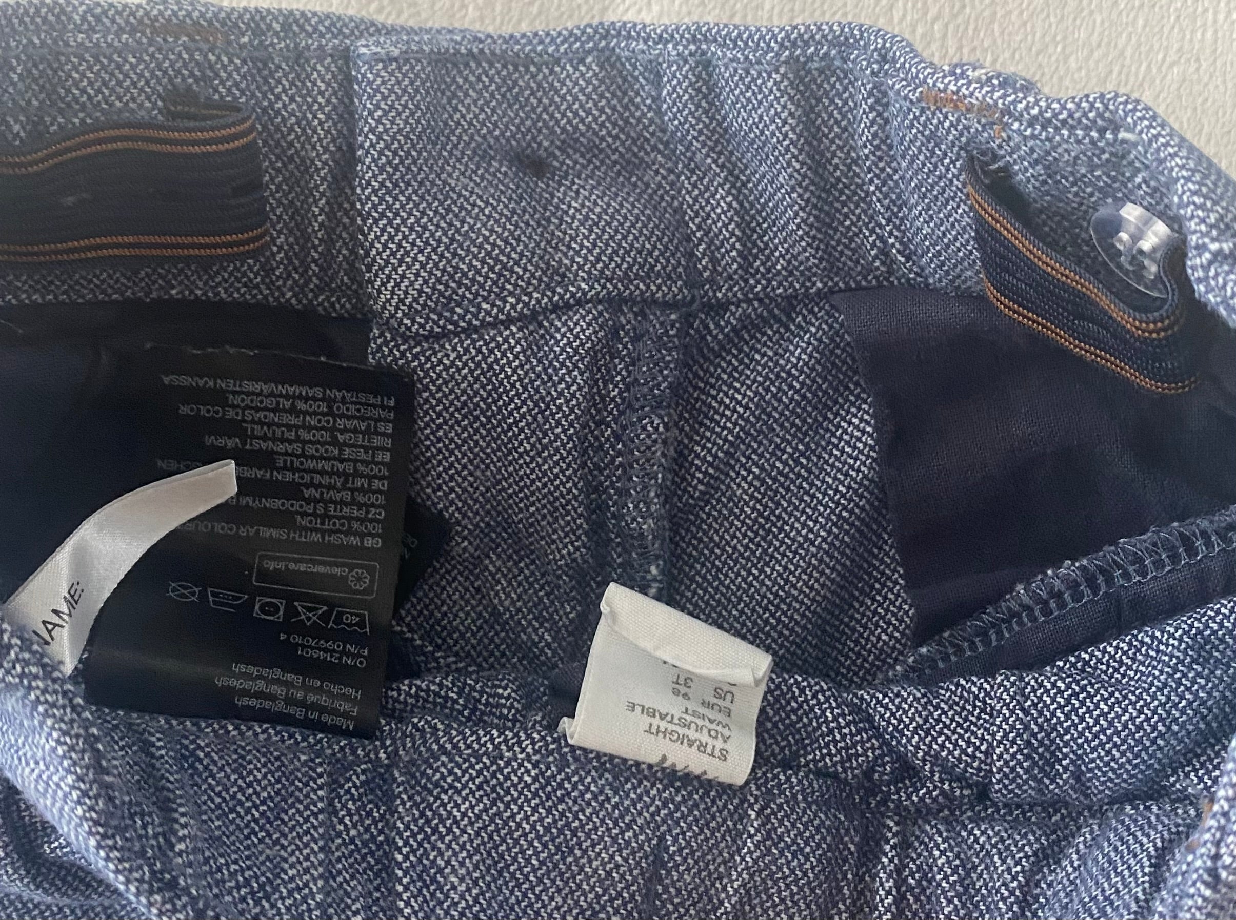 Kinder Hose grau Detail Innenbund verstellbar Label Größe 98