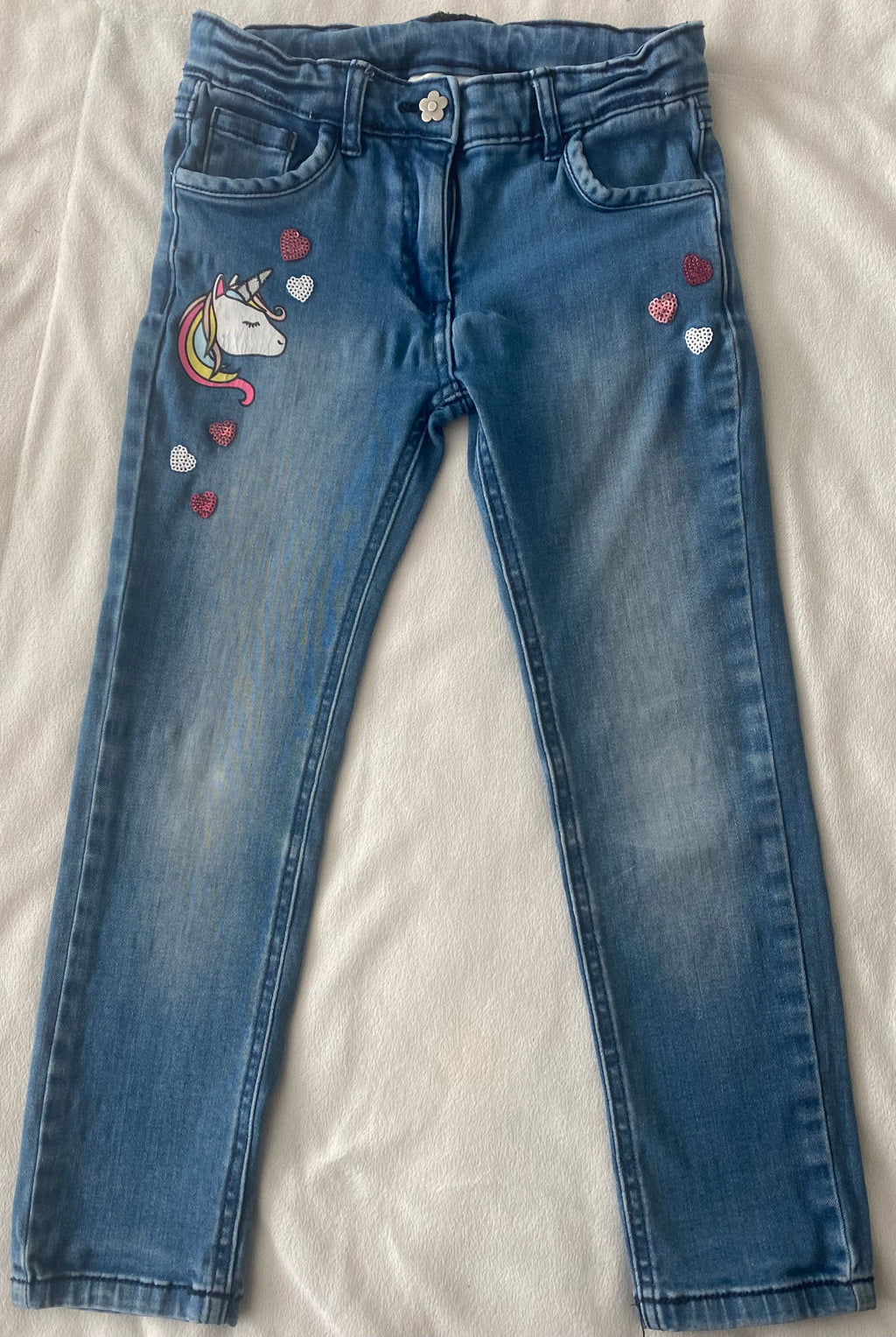 Topolino Mädchen Jeans blau mit Einhorn Gr. 116 - sehr gut