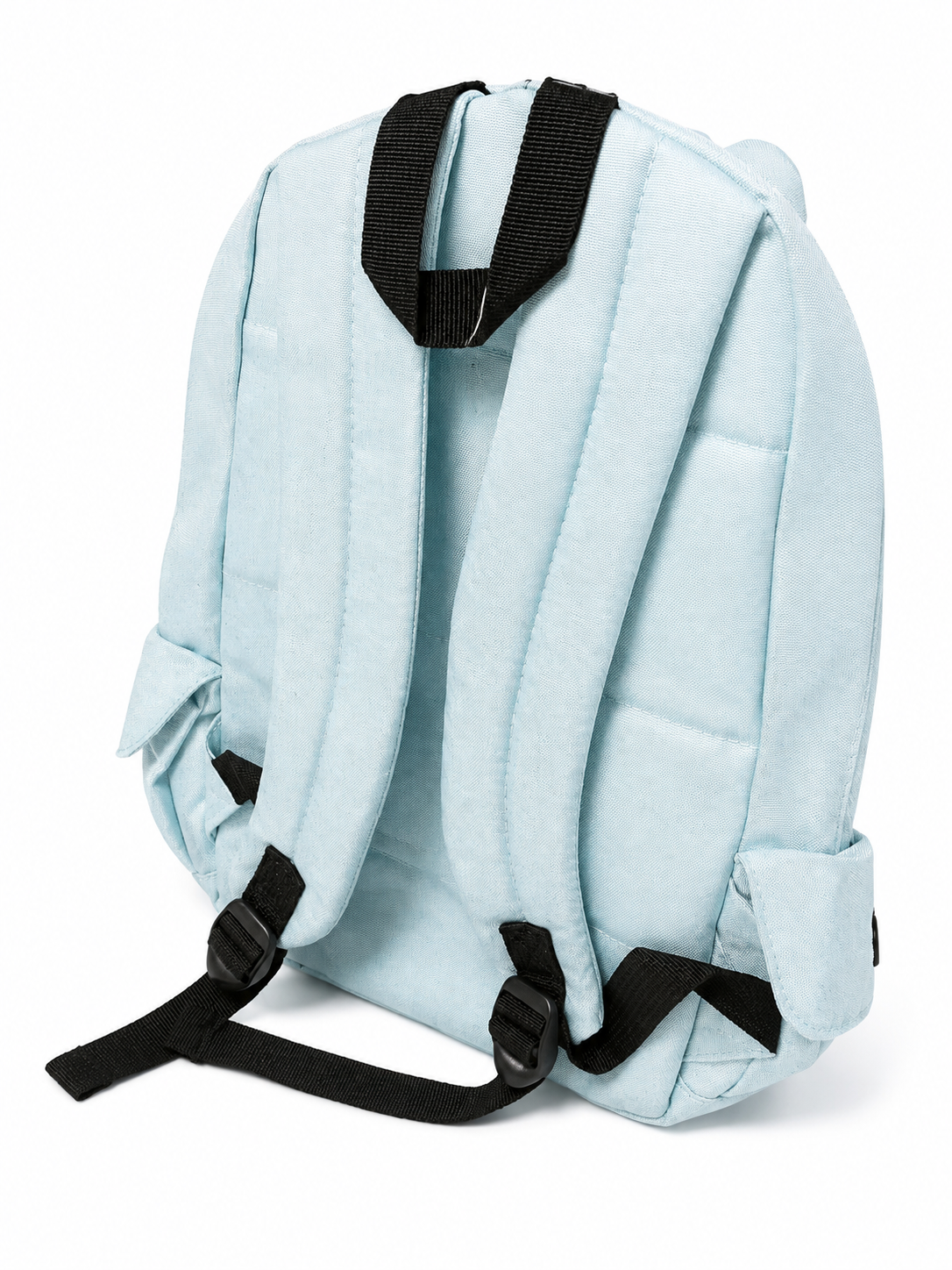 Rückansicht des hellblauen Icepeak Kinder-Rucksacks mit gepolsterten Schultergurten und verstellbaren Riemen