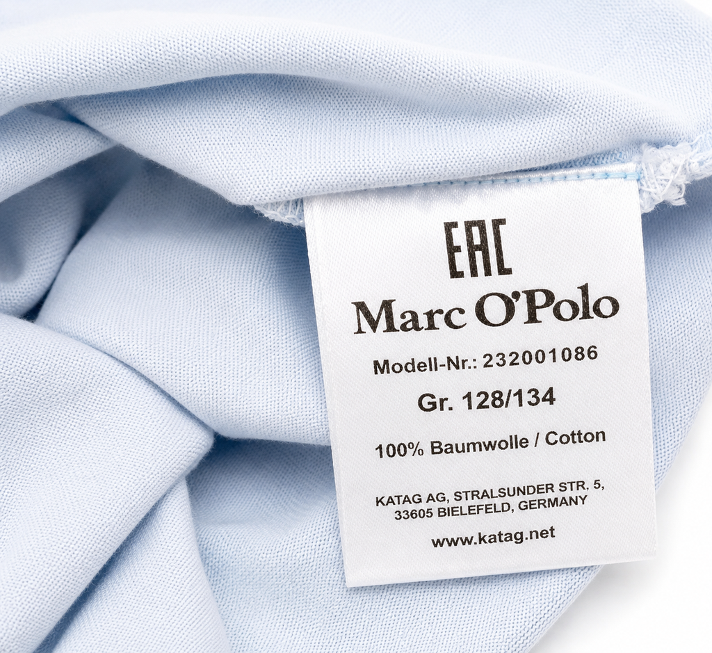 Marc O'Polo Kinder Shirt mit Materialetikett 100 Prozent Baumwolle Größe 128/134