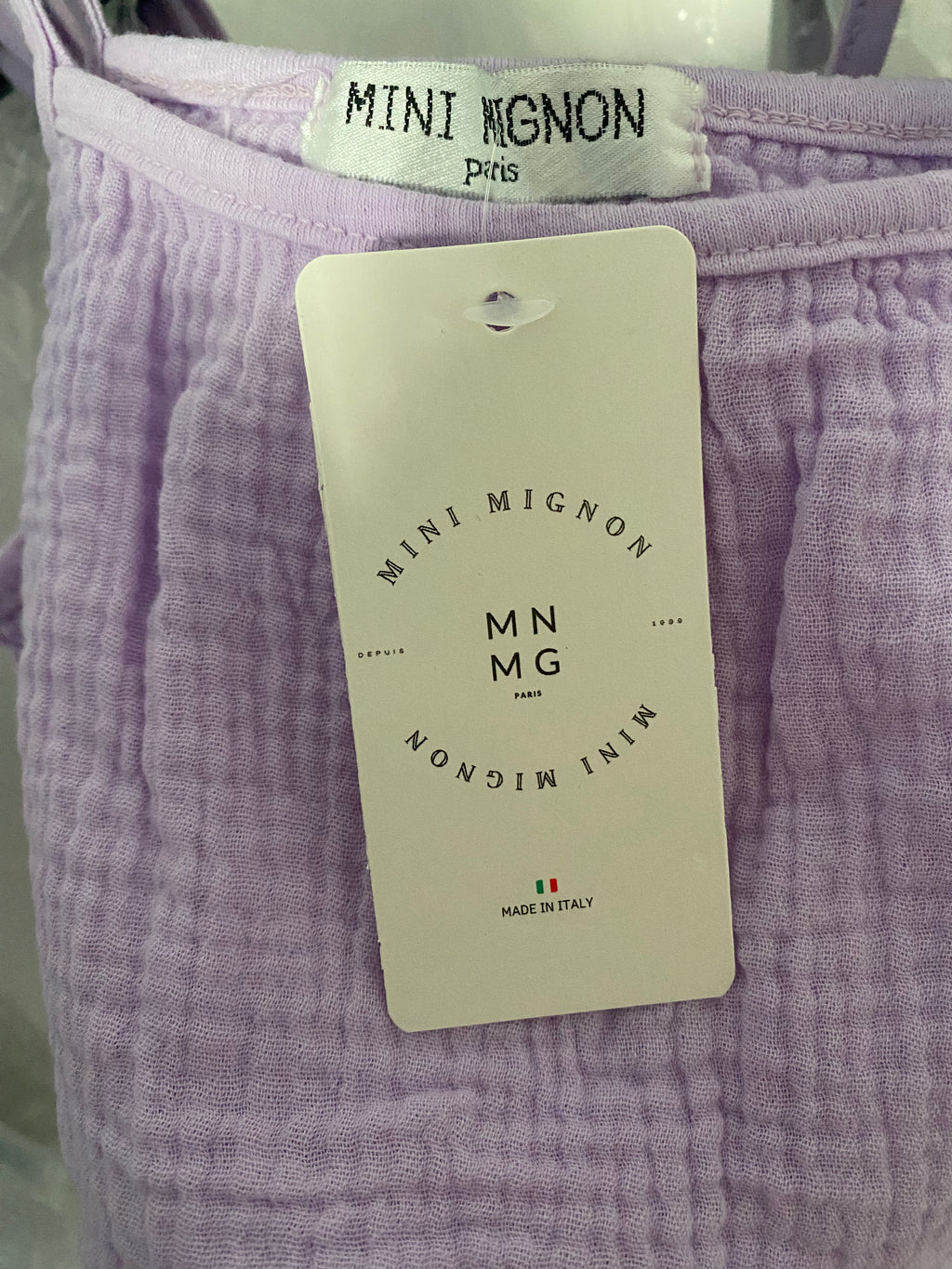 Mini Mignon Paris Mädchen Top flieder Spaghettiträger Sommer Top Kinder Label Etikett

