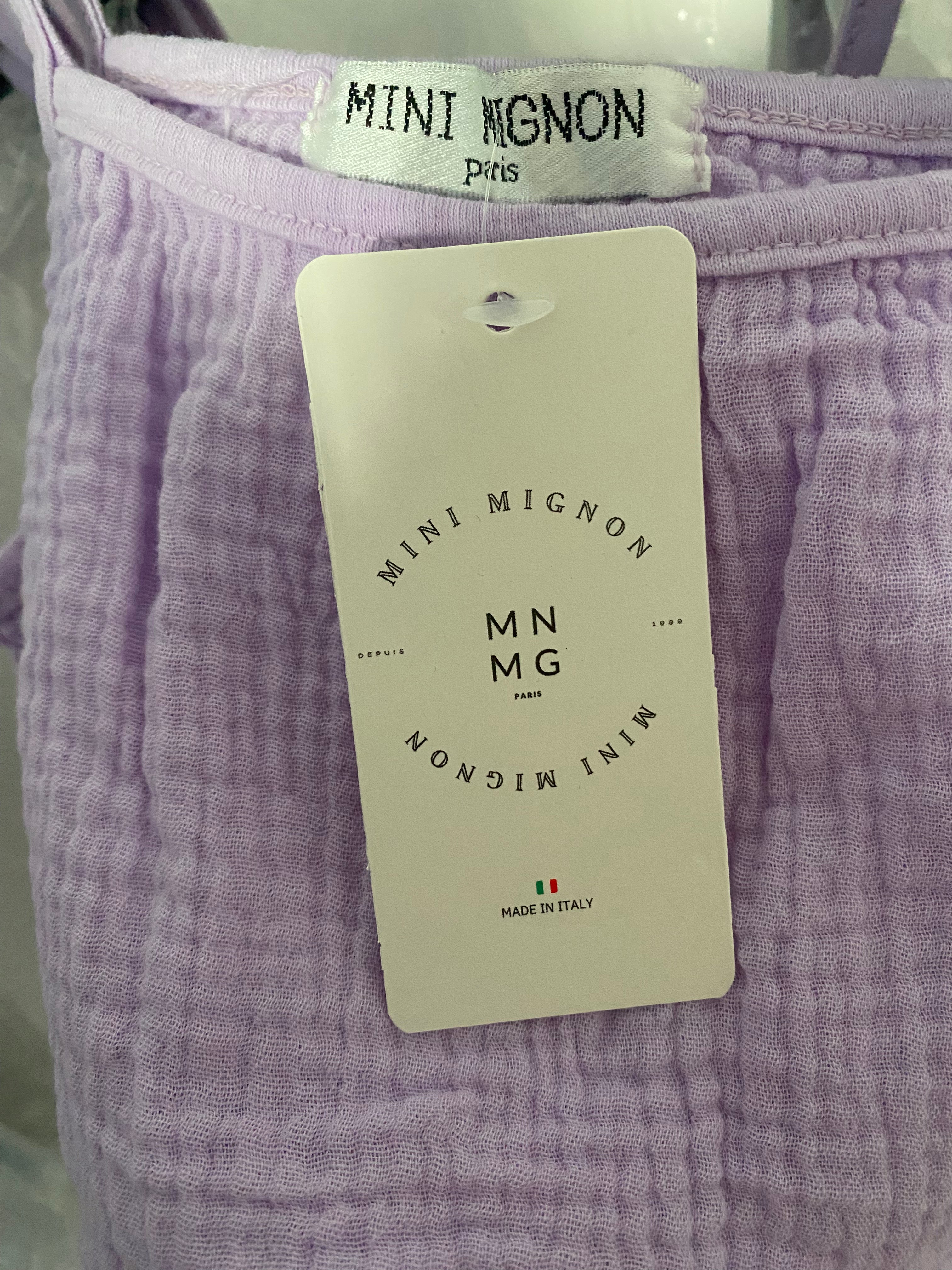 Mini Mignon Paris Mädchen Top flieder Spaghettiträger Sommer Top Kinder Label Etikett
