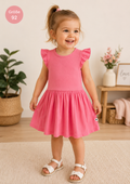Molo Mädchenkleid rosa Größe 92 neu mit Etikett aus Bio-Baumwolle mit Rüschenärmeln und schwingendem Rock.
