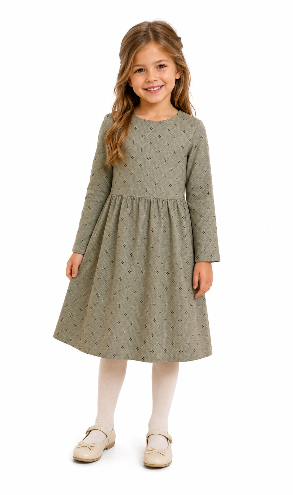 Noa Noa Mädchen Kleid in Grün mit Muster Größe 116
