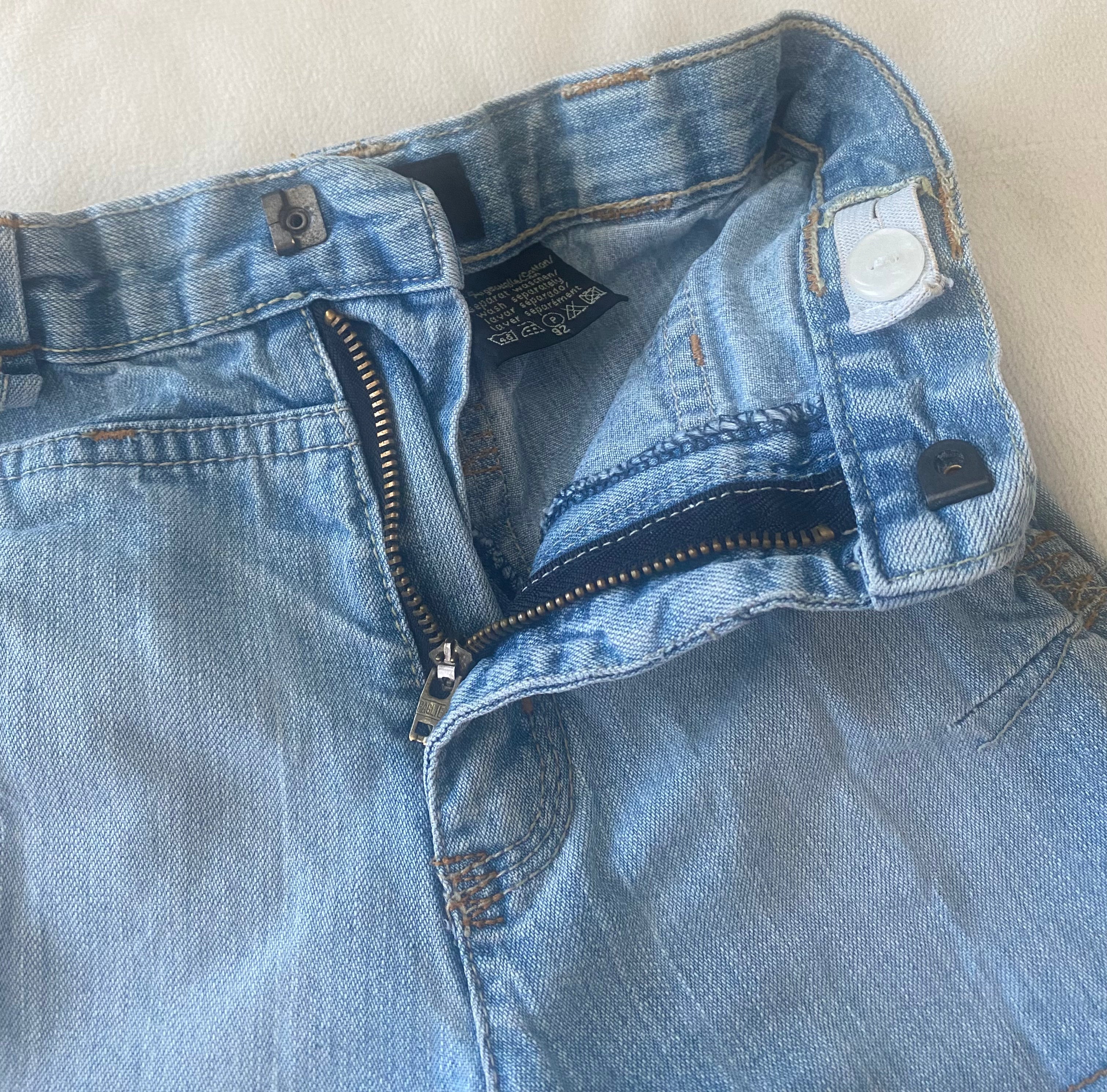 Paglie Kinder Jeans Shorts Detail Gr. 92 blau Bund mit Schiebeverschluss und Reißverschluss Denim Hose