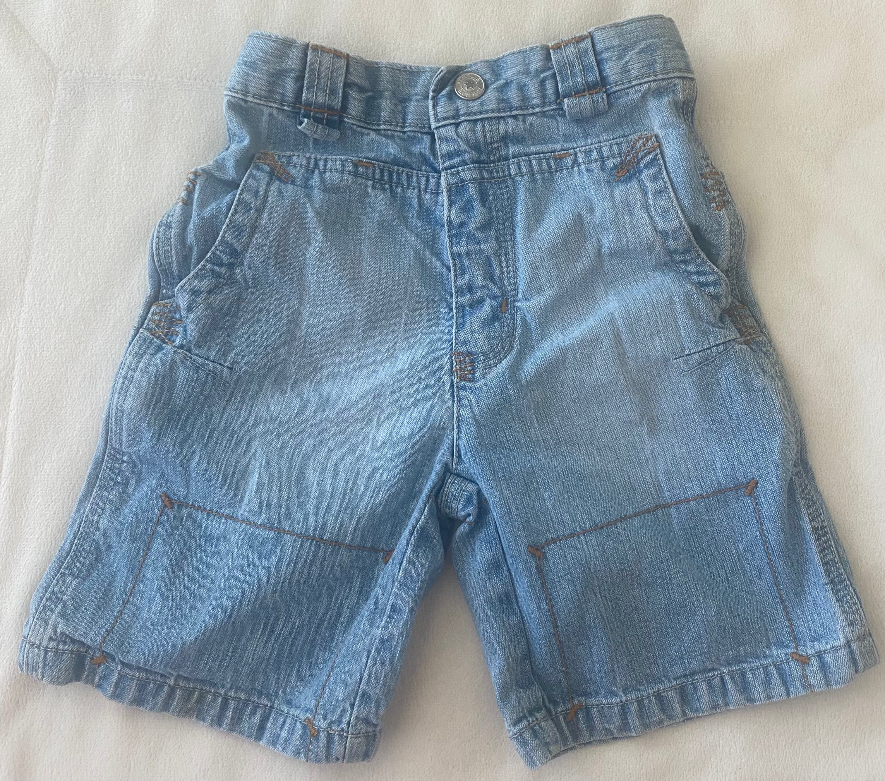 Paglie Kinder Jeans Shorts Gr. 92 blau Vorderseite mit Taschen Unisex Baby Denim Hose