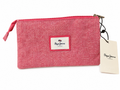 Rosa Pepe Jeans London Kosmetiktasche mit strukturiertem Stoff, Reißverschluss und Markenlogo