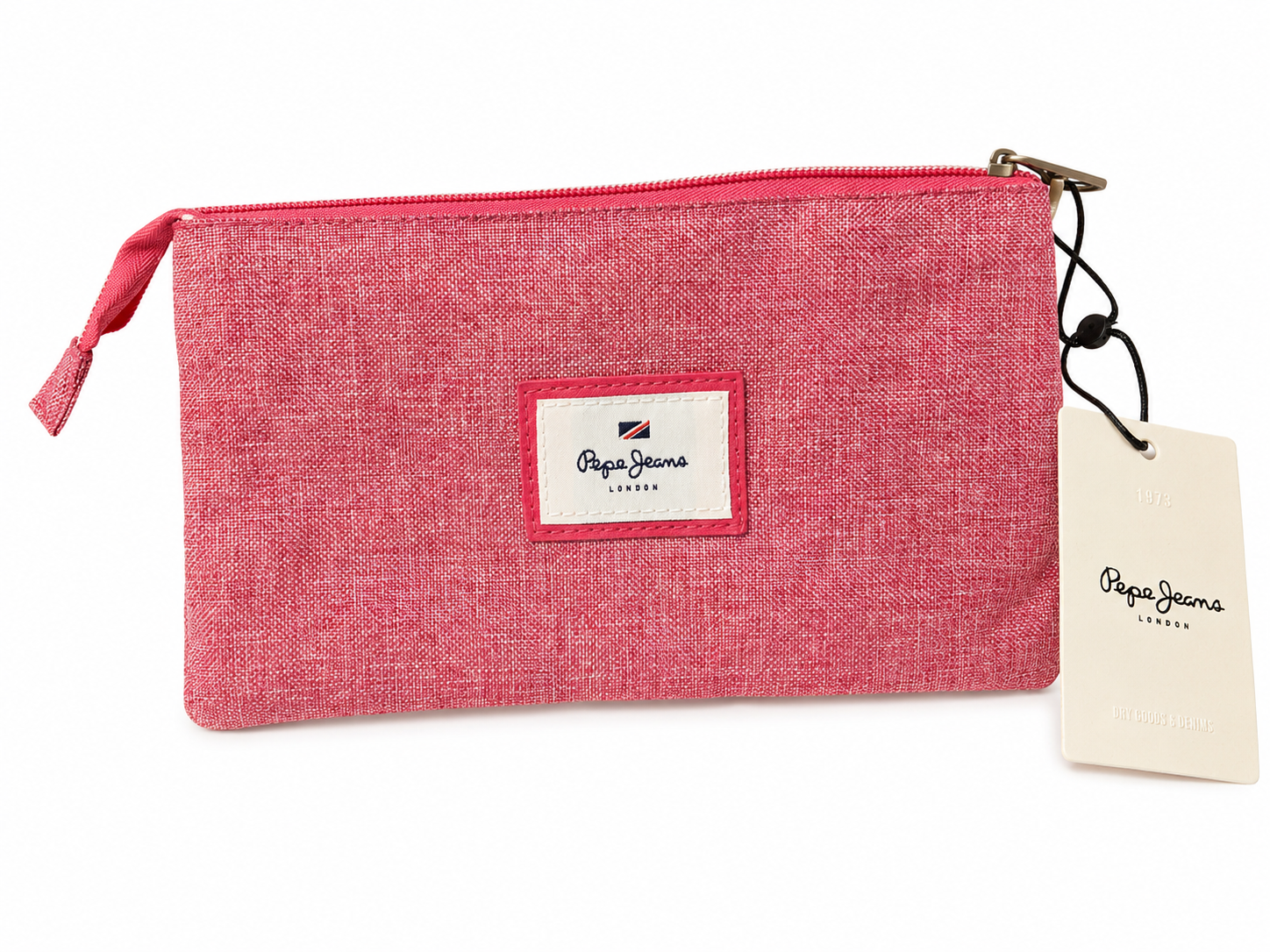 Rosa Pepe Jeans London Kosmetiktasche mit strukturiertem Stoff, Reißverschluss und Markenlogo