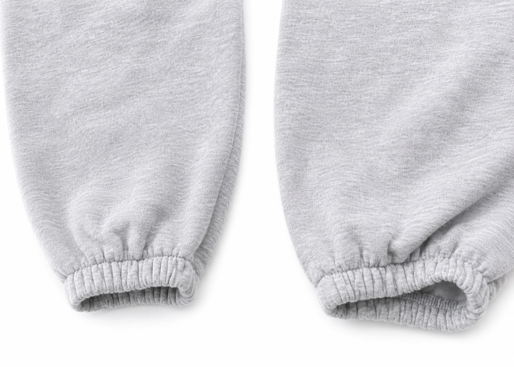 Graue REVIEW Jogginghose in Größe XS mit Logo-Print auf der Vorderseite – Second Hand Hosenbein