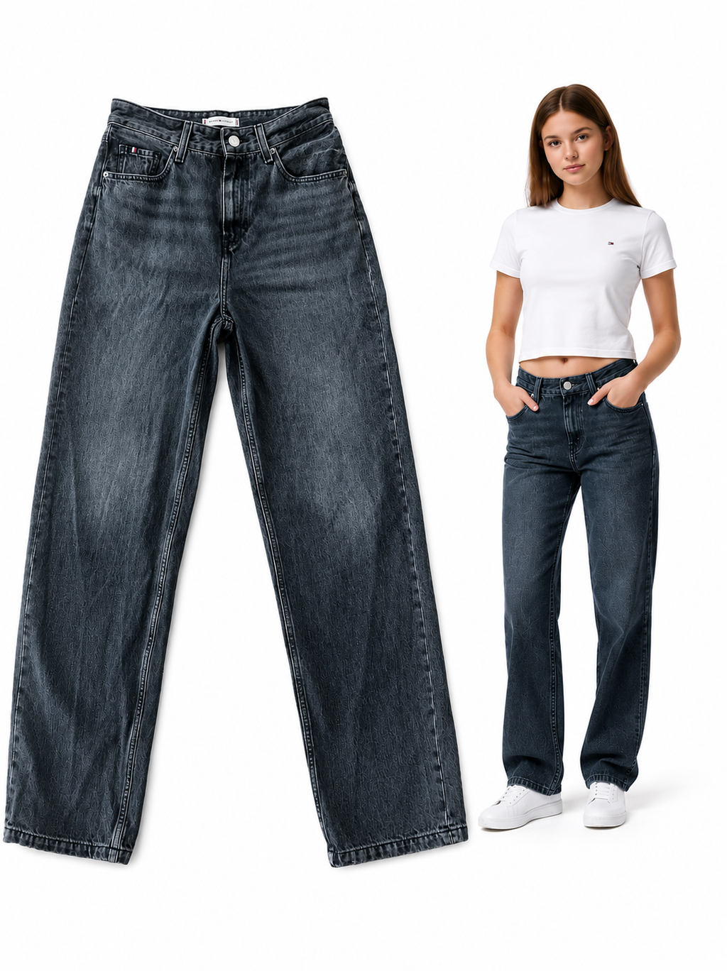 Original Tommy Hilfiger Girls schwarz Jeans straight W27 x  L32 - sehr gut