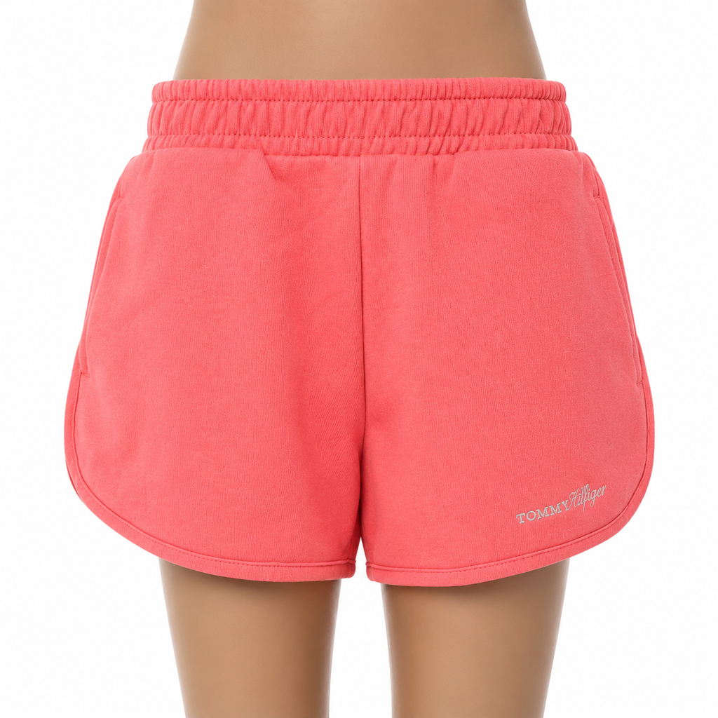 Tommy Hilfiger Sweatshorts für Mädchen in Koralle, Größe 116, mit elastischem Bund und Logo am Bein