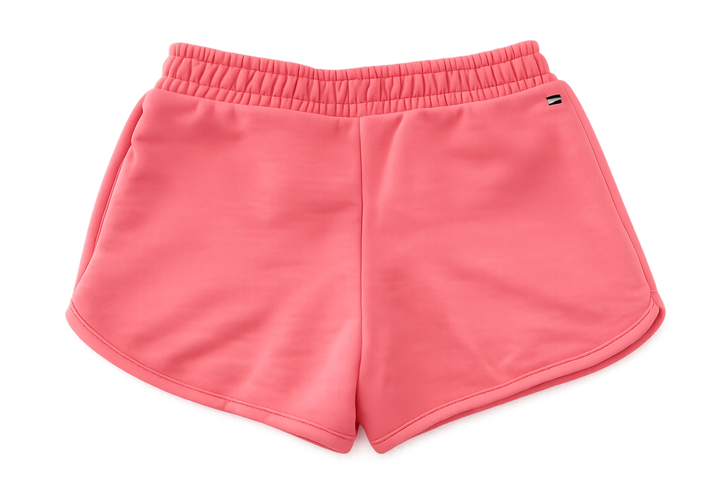 Tommy Hilfiger Sweatshorts für Mädchen in Koralle, Größe 116, mit elastischem Bund und Logo am Bein. Rückseite.