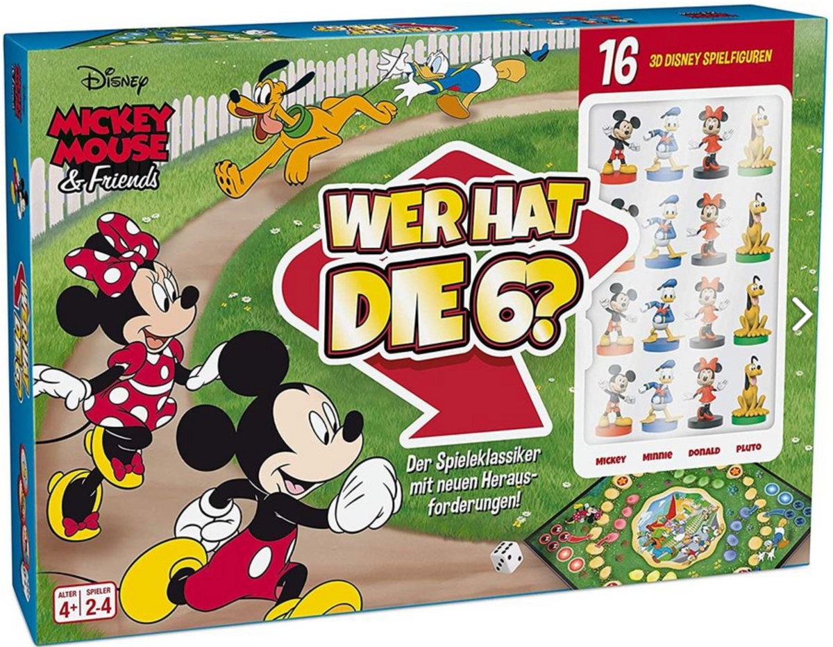 Disney Wer hat die 6 Brettspiel Mickey Mouse & Friends mit 16 3D-Spielfiguren Vorderseite